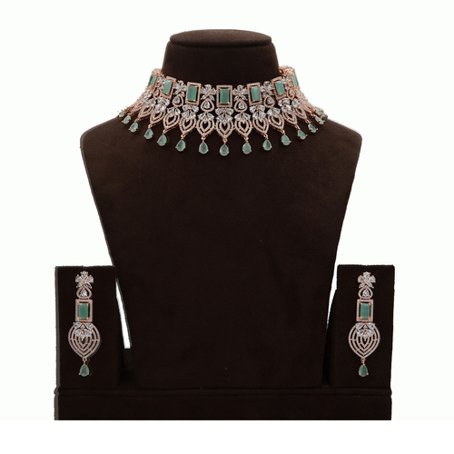 American Diamond Necklace Emerald