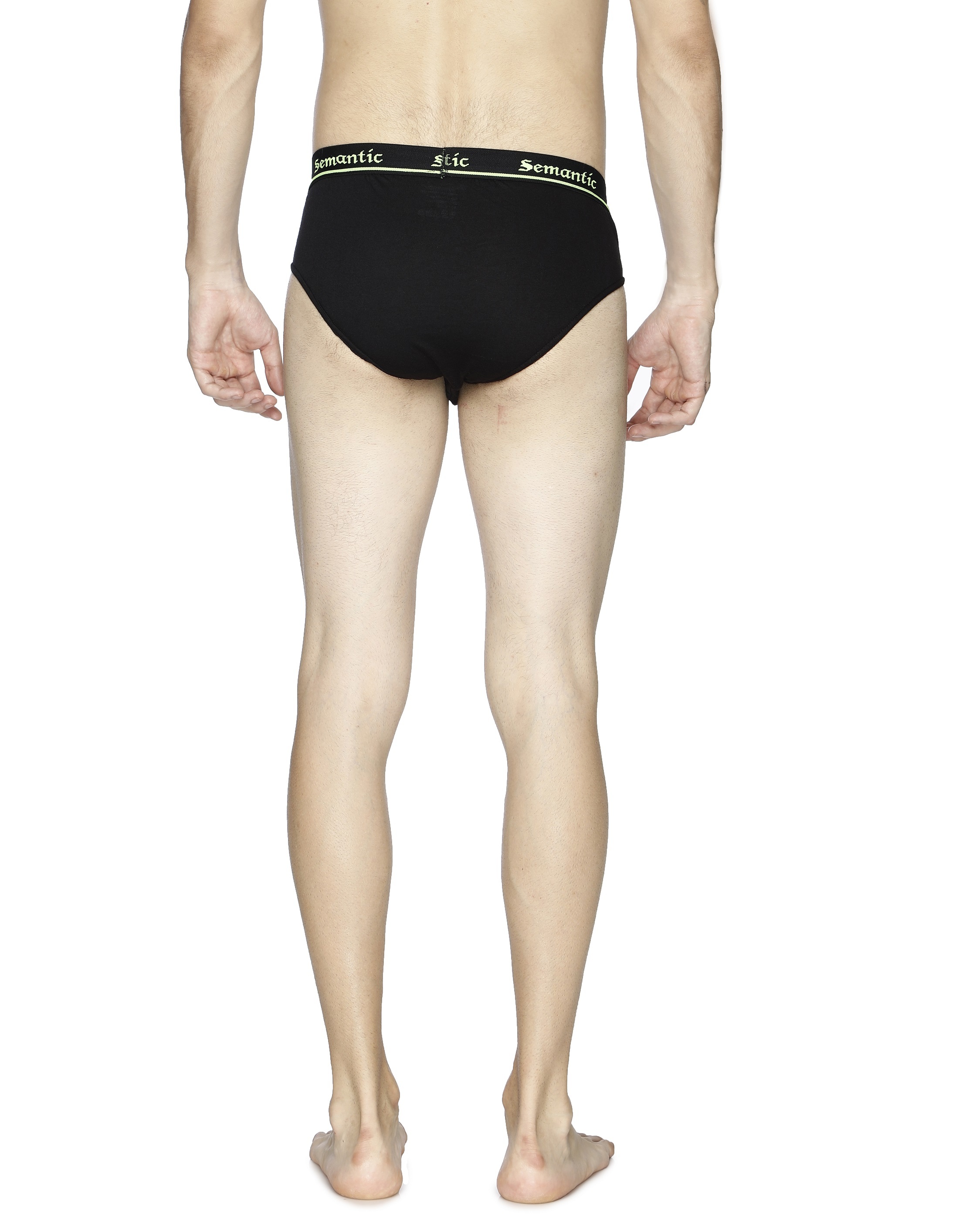 Black Men's Cotton Solid Briefs Innerwear With Designer Fancy Waistband - 100% Super Combed Cotton, High-rise Fit, Double-layer Interlined, Contoured Pouch, Tag-free | Perfect Comfort, Soft Durable Waistband, Stretch-band Leg Treatment