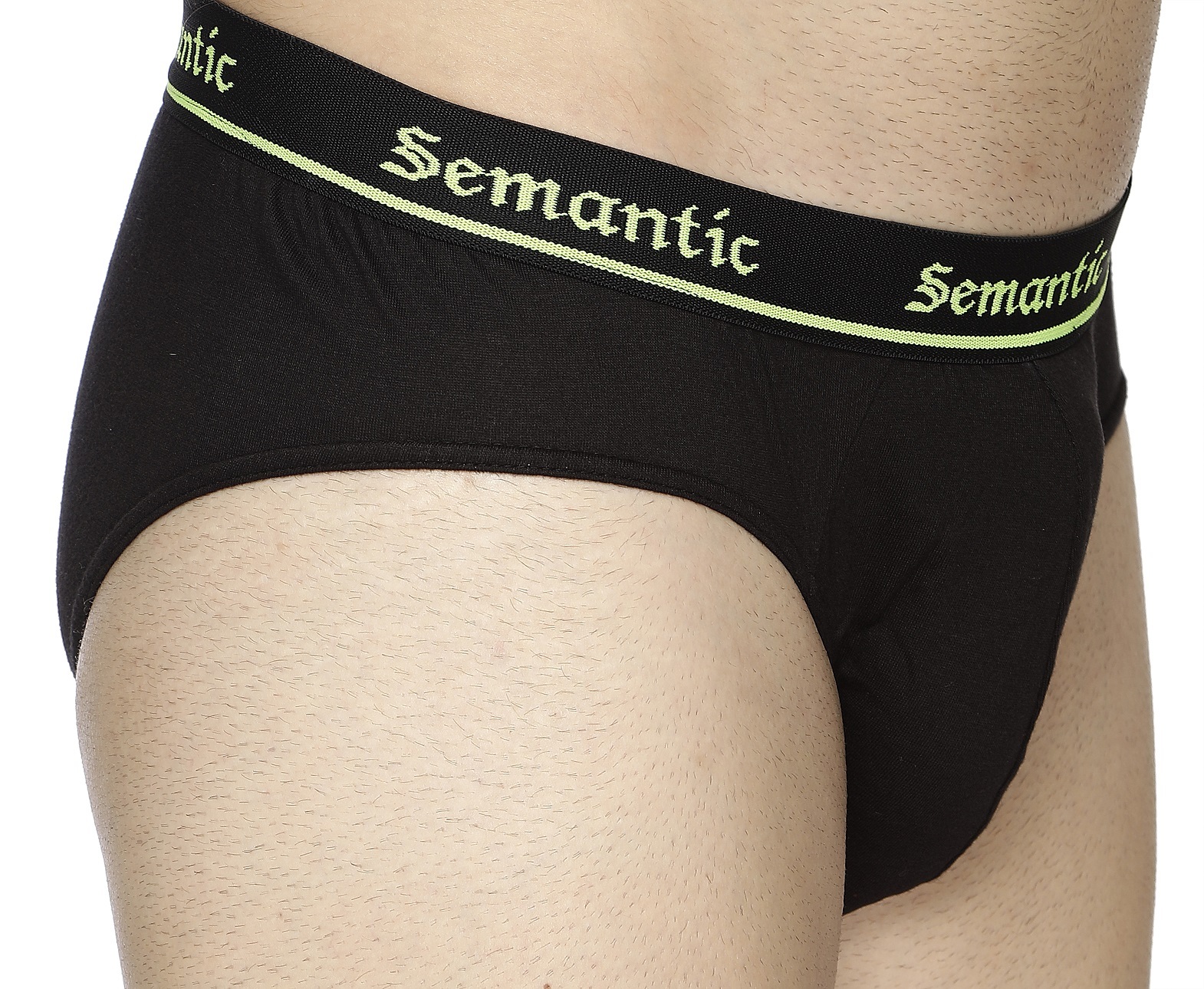 Black Men's Cotton Solid Briefs Innerwear With Designer Fancy Waistband - 100% Super Combed Cotton, High-rise Fit, Double-layer Interlined, Contoured Pouch, Tag-free | Perfect Comfort, Soft Durable Waistband, Stretch-band Leg Treatment