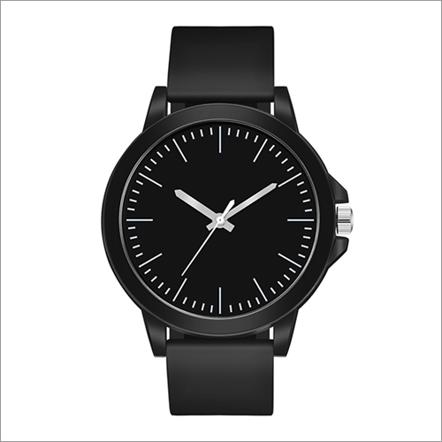 Mens Casual Wrist Watch - Rubber, Round Shape | Black Color Design, Versatile Style For Everyday Wear