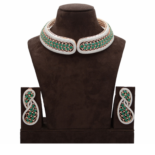 American Diamond Necklace Emerald