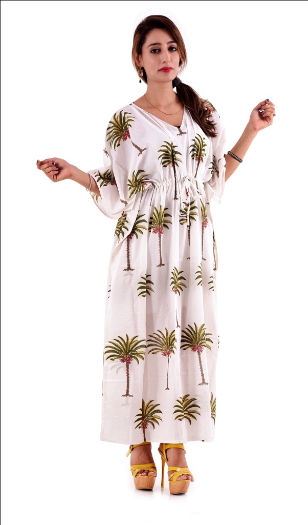 Indian Hand Block Printed Cotton Kaftan