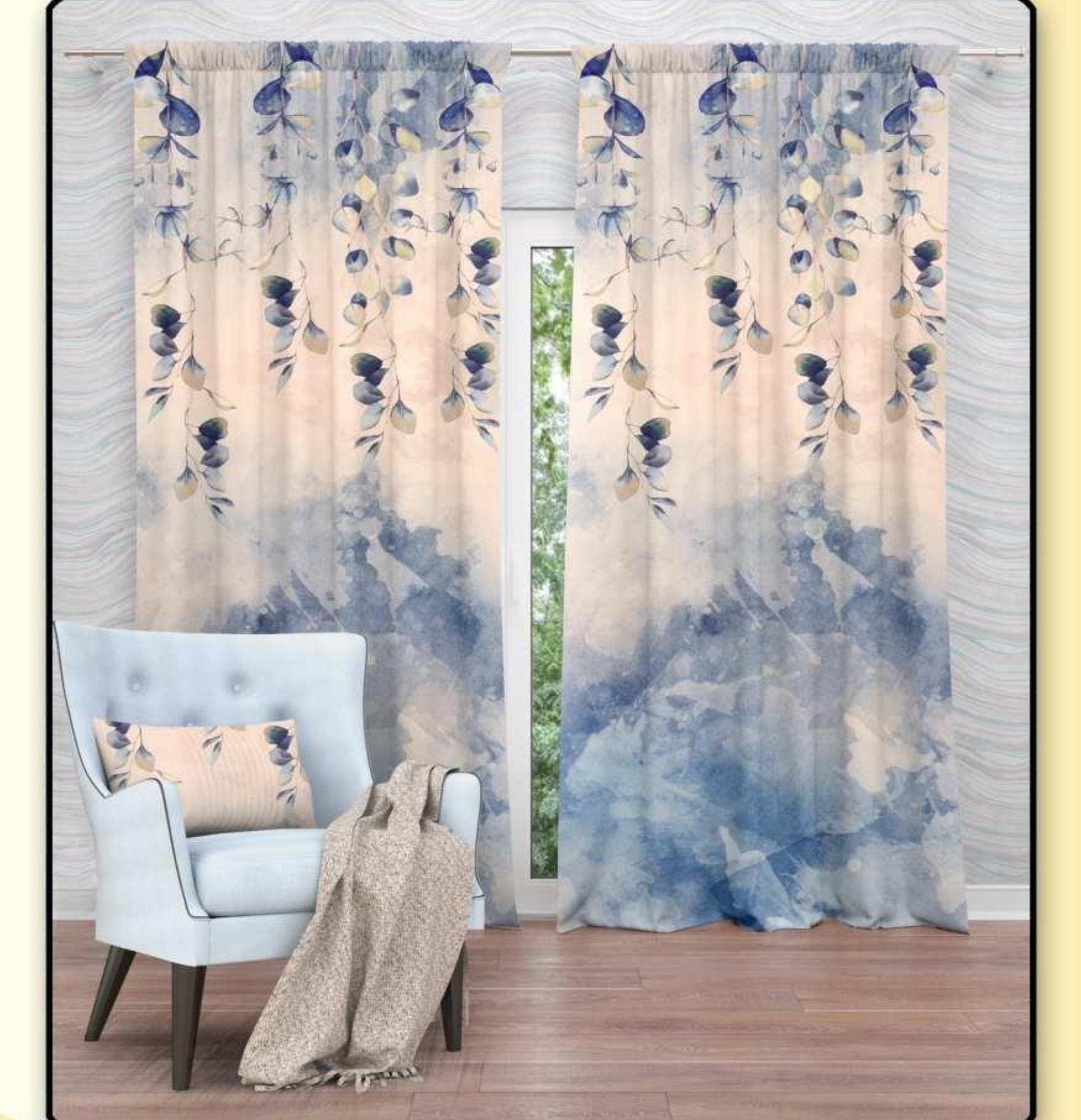 Digital Print Curtain - Polyester, Size 4x5/4x7/4x9 | Multi-color, Modern Design, Blackout Technology, Noise Reduction