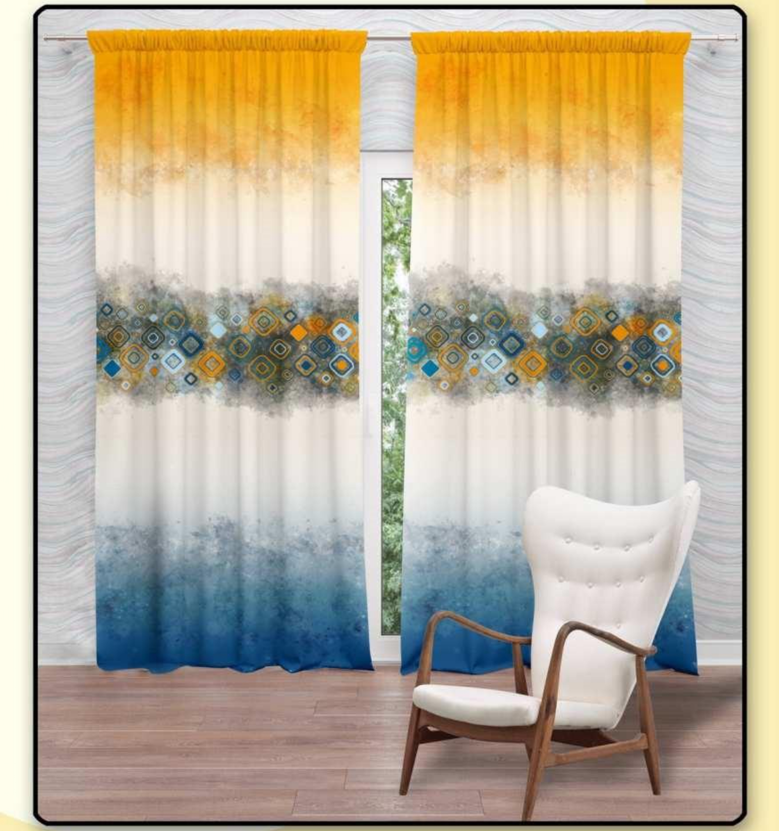 Digital Print Curtain - Polyester Material, 54 Inches Wide | Multi-color Modern Design For Home Door Use
