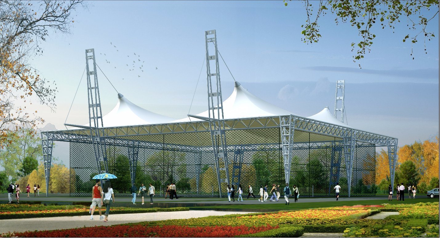 Membrane Tensile Structure - Frp & Pvc Material, Customized Dimensions, Waterproof | Strong Tear Strength 580/520 N, Versatile Color Options