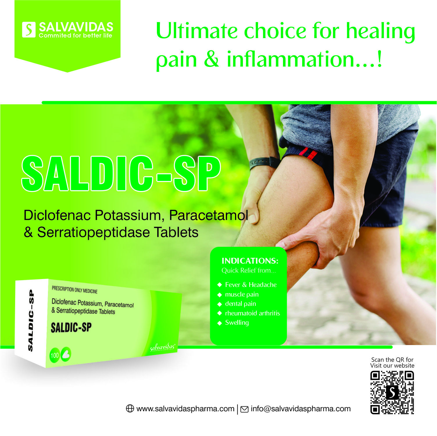 Serratiopeptidase, Paracetamol, And Diclofenac Tablets - 10mg Serratiopeptidase, 325mg Paracetamol, 50mg Diclo.pot. | Relieves Muscle Aches, Back Pain, Menstrual Cramps, And Arthritis Symptoms
