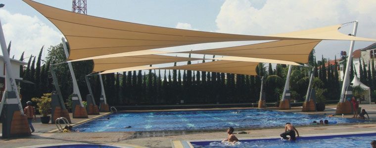 Triangle Tensile Structure - Polyester, Customized Dimensions, All Colors Available | Triple Layered, Mild Steel Frame, Plain Canopy Design, Suitable For 5+ Persons