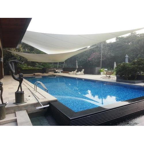 Triangle Tensile Structure - Polyester, Customized Dimensions, All Colors Available | Triple Layered, Mild Steel Frame, Plain Canopy Design, Suitable For 5+ Persons