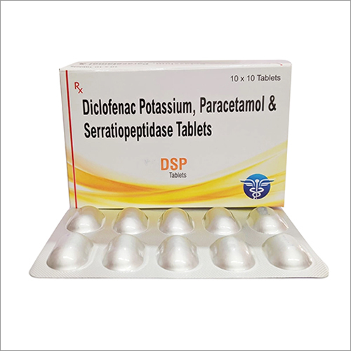 Diclofenac Potassium Paracetamol Serratiopeptidase Tablets - 50mg/325mg/15mg Film-Coated | 10 Tablets, Store in Cool and Dry Place