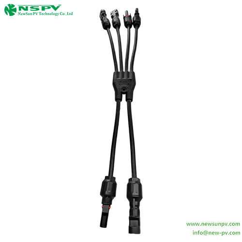 Black 4 To 2 Solar Y Connector Solar Panel Branch Connector