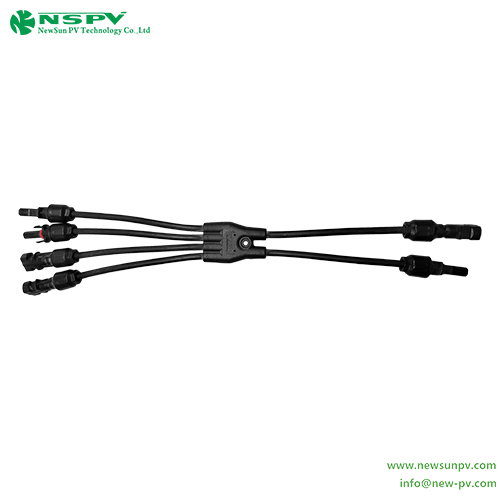 Black 4 To 2 Solar Y Connector Solar Panel Branch Connector