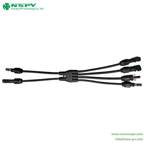 Black 4 To 2 Solar Y Connector Solar Panel Branch Connector