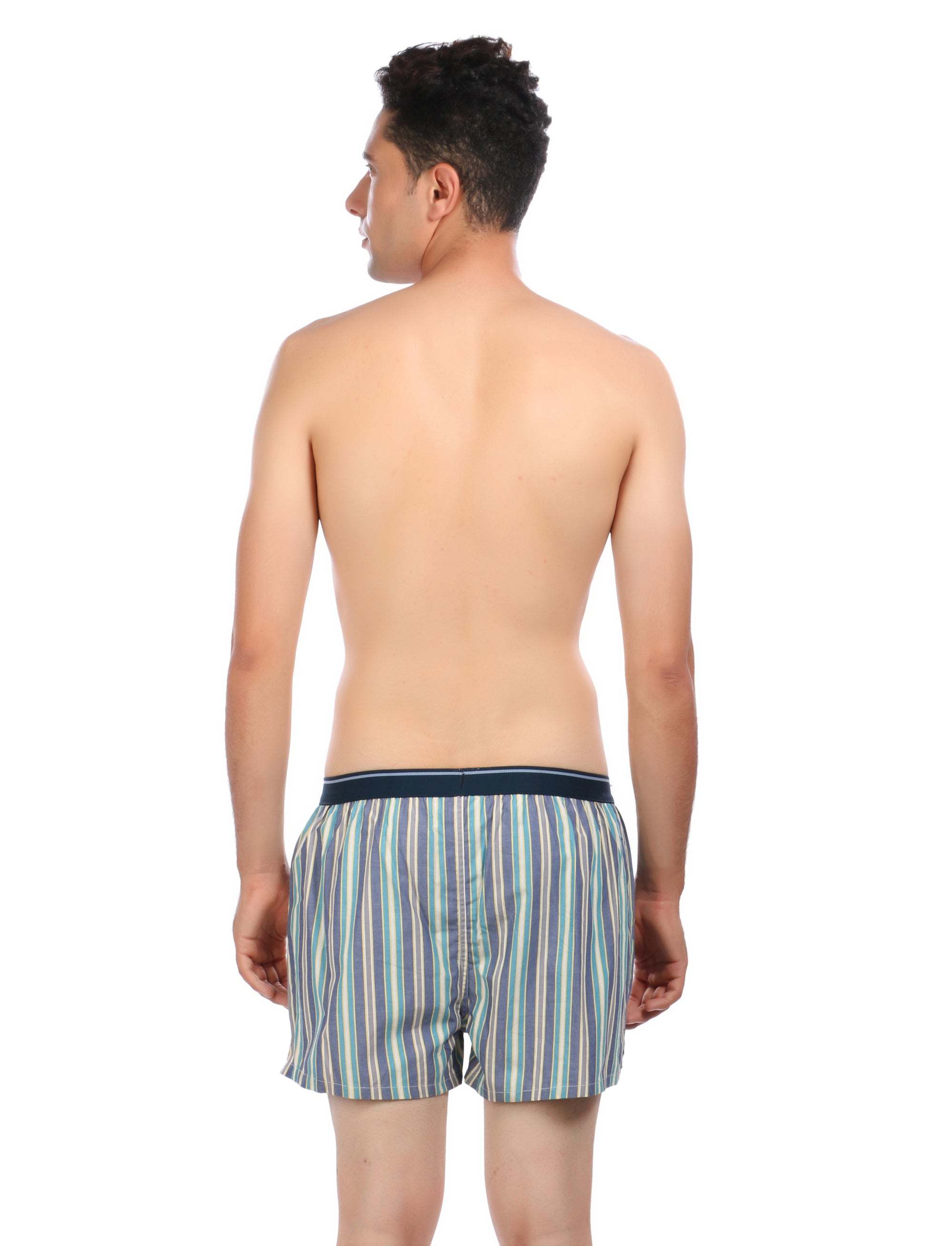 Designer Boxer Shorts - Cotton, Various Sizes, Multi-colored Striped Pattern | Modern Appliqued And Embroidered Techniques, Comfortable Fit