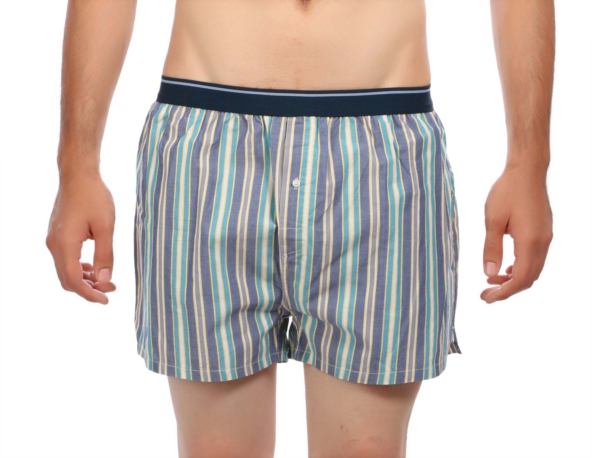 Designer Boxer Shorts - Cotton, Various Sizes, Multi-colored Striped Pattern | Modern Appliqued And Embroidered Techniques, Comfortable Fit