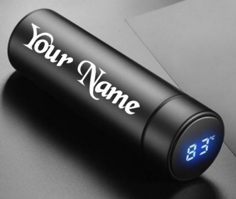 Led Temperature Flask - Stainless Steel, Black Finish | Smart Temperature Display System