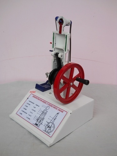 Two Stroke Diesel Engine - Mild Steel, Red, White & Black | Ideal for Laboratory Use