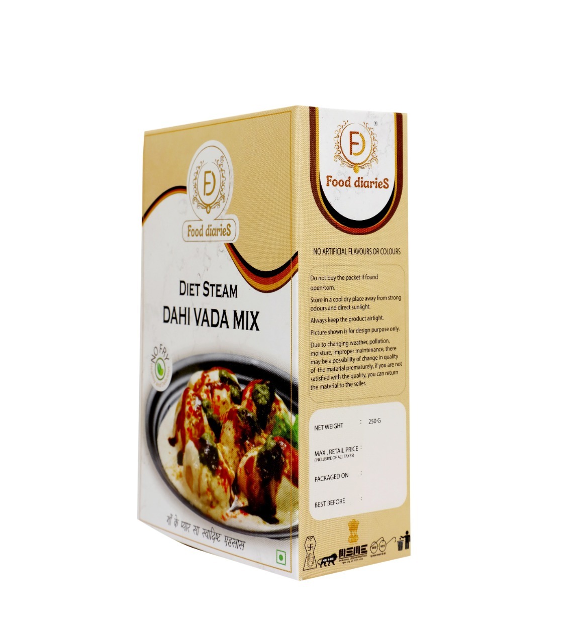 Diet Dahi Vada Premix - 200g Powder, Oil Free And Fat Free Instant Preparation | No Preservatives, Sweet And Salty Taste, Comes With Tamarind Chutney And Dahi Vada Masala