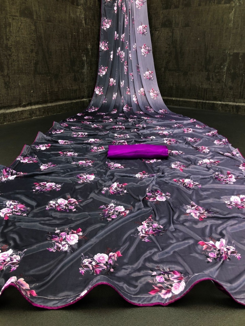 Ladies Saree - Lycra Blend Fabric 5.50 Mtr, Beautiful Digital Print, 6 Colors, Bangalori Silk Blouse 0.8 Mtr (Unstitched) | Breathable, Washable, All Season