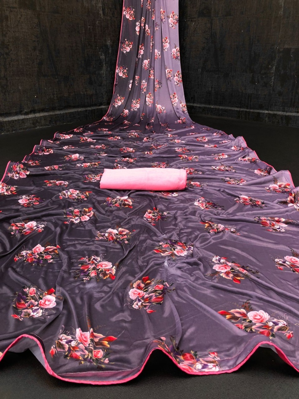 Ladies Saree - Lycra Blend Fabric 5.50 Mtr, Beautiful Digital Print, 6 Colors, Bangalori Silk Blouse 0.8 Mtr (Unstitched) | Breathable, Washable, All Season