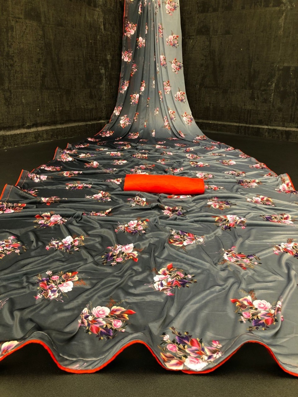 Ladies Saree - Lycra Blend Fabric 5.50 Mtr, Beautiful Digital Print, 6 Colors, Bangalori Silk Blouse 0.8 Mtr (Unstitched) | Breathable, Washable, All Season