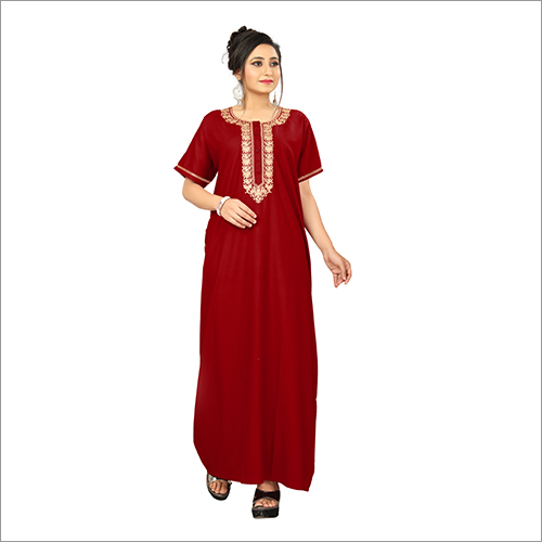 Short Sleeves Red Cotton Nighty