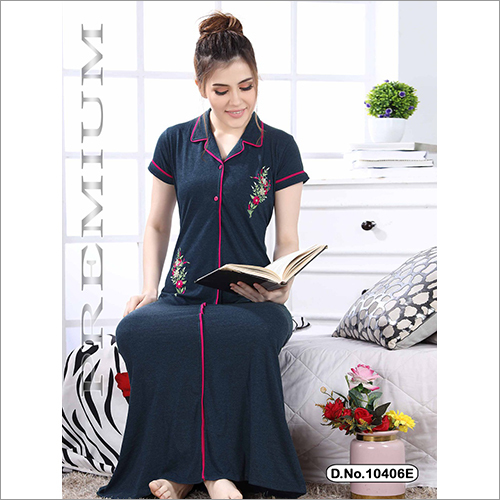 Spring Collared Blue Casual Hosiery Nighty