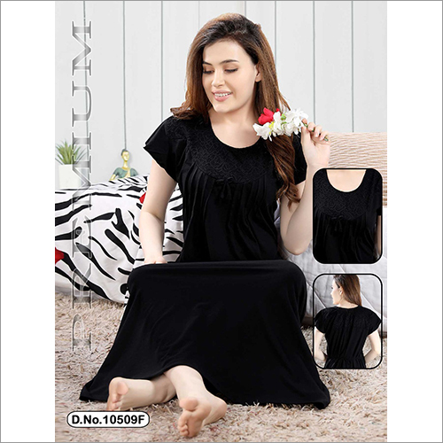 Rainy Black Casual Hosiery Nighty