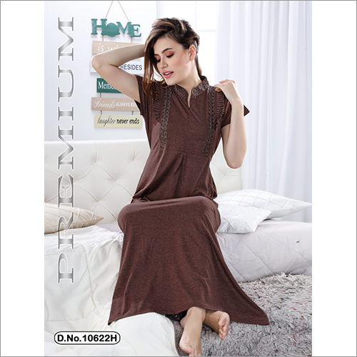 Winter Brown Casual Hosiery Nighty