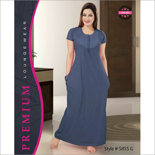 Plain Blue Hosiery Nighty