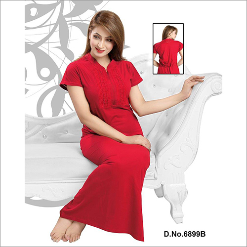 Plain Red Hosiery Nighty