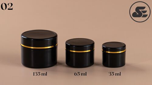 Black Golden Foil Cosmetic Containers - Material: Plastic