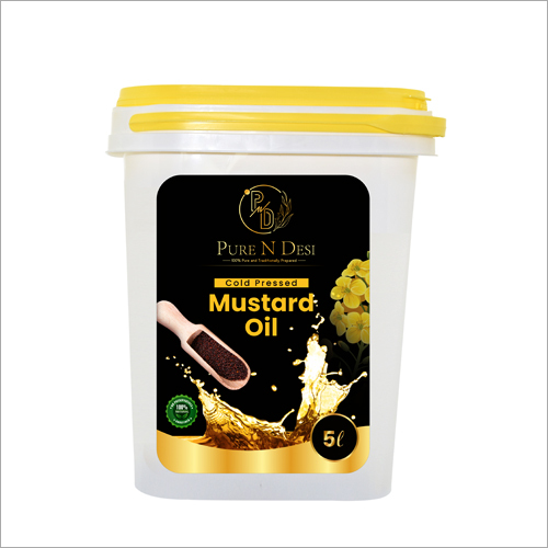 Organic Cold Pressed Mustard Oil - 5 Liter | High Purity, Ideal For Cooking, Skin & Hair Care, Anti-fungal, Healthy Smoke Point