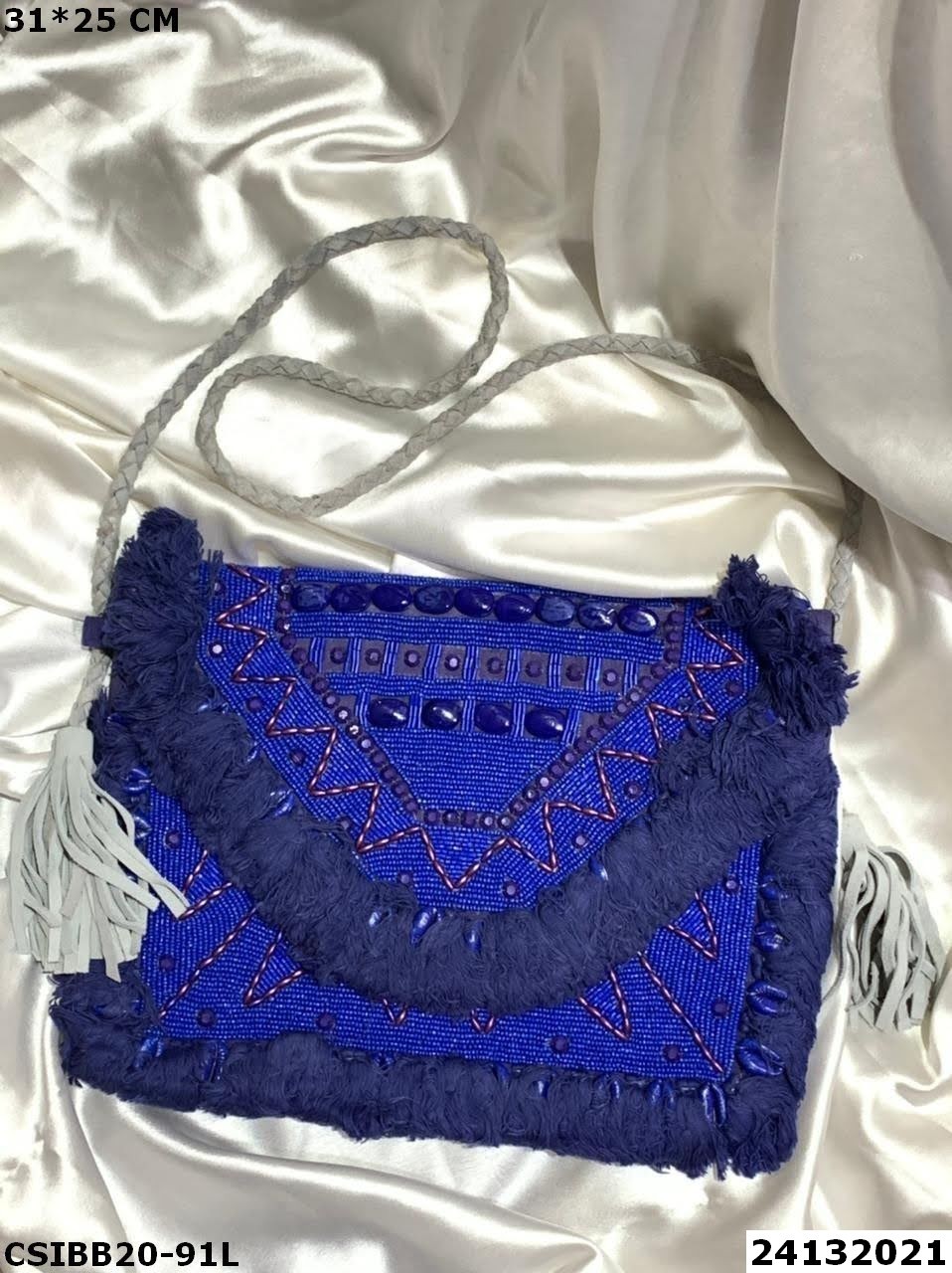 Banjara Beaded Bag - Canvas, 31x25cm, Multi Color | Hand Made, Unique Design For Women