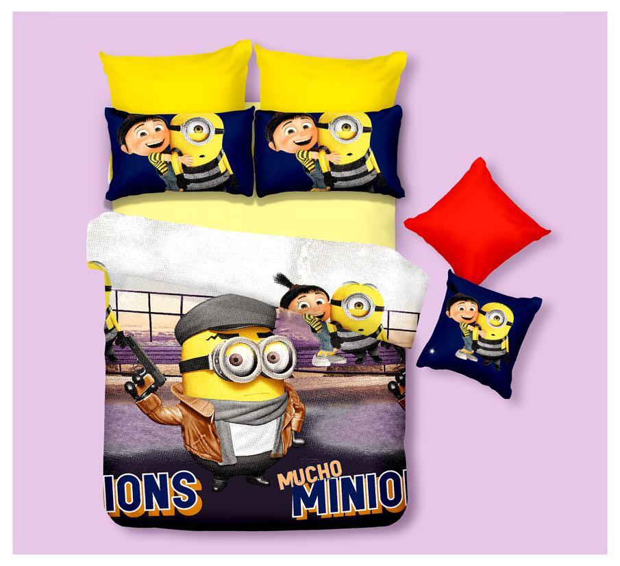 Printed Double Bedsheets - Polyester Fabric, Full Size 90x100 Inches | Cartoon Designs, Includes Pillowcases, Reactive Printing, Soft Dobby Weave