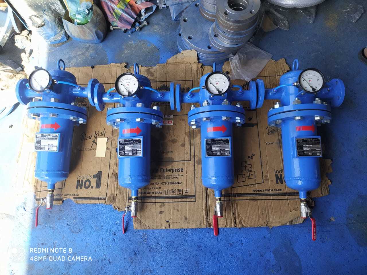 Oxygen Filter - Aluminium & Steel Build, 20cm Diameter X 15cm Height X 12cm Length, Blue Color | 0.01 Micron To 6000 Micron Mesh, Lightweight 2kg, Cylindrical Shape For Air And Gas Filtration