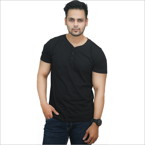 ब्लैक मेन्स प्लेन हेनले टी शर्ट्स