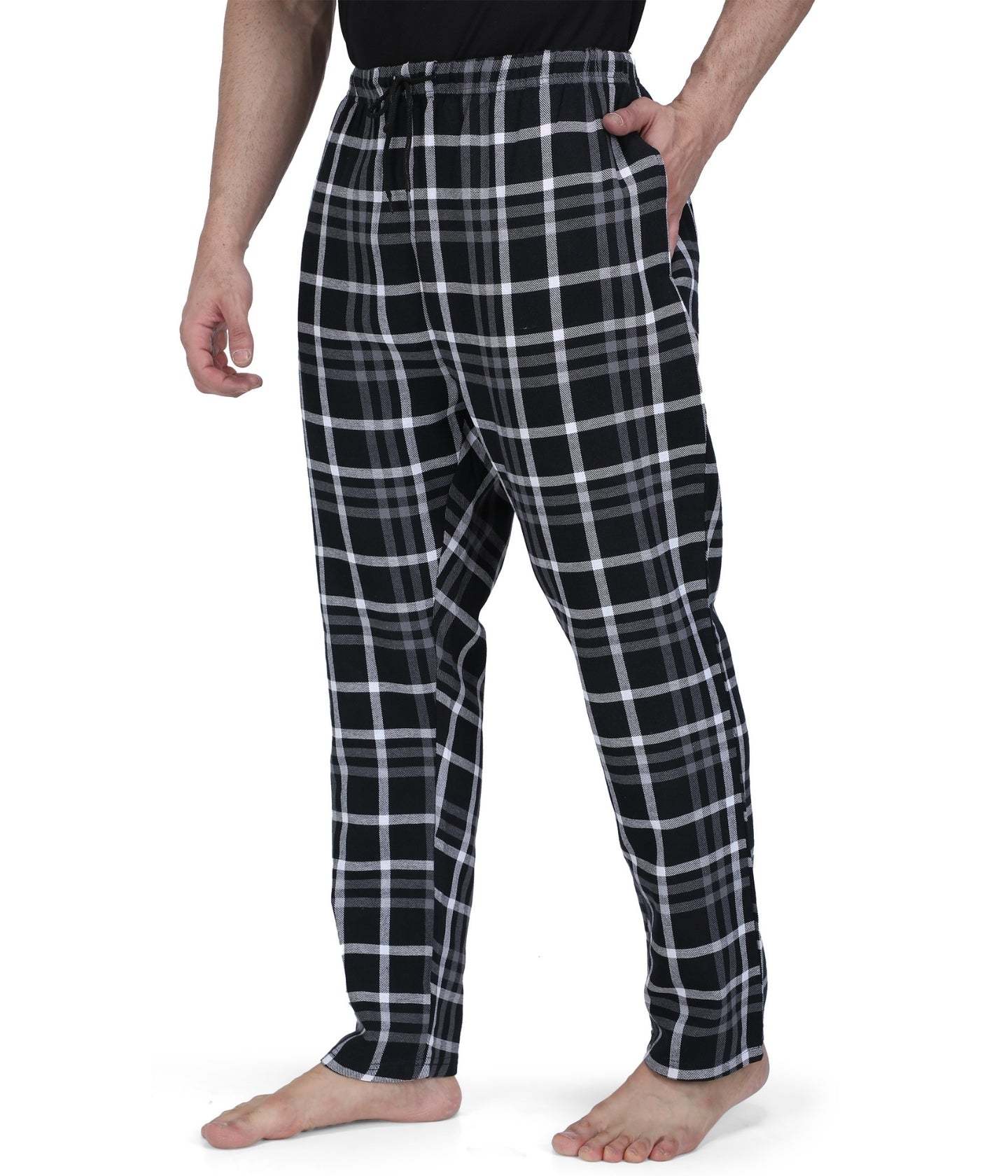 Cotton Semantic Men's Black Checks Pyjamas