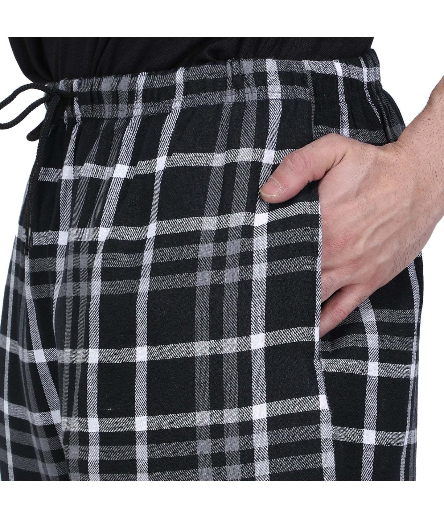 Cotton Semantic Men's Black Checks Pyjamas