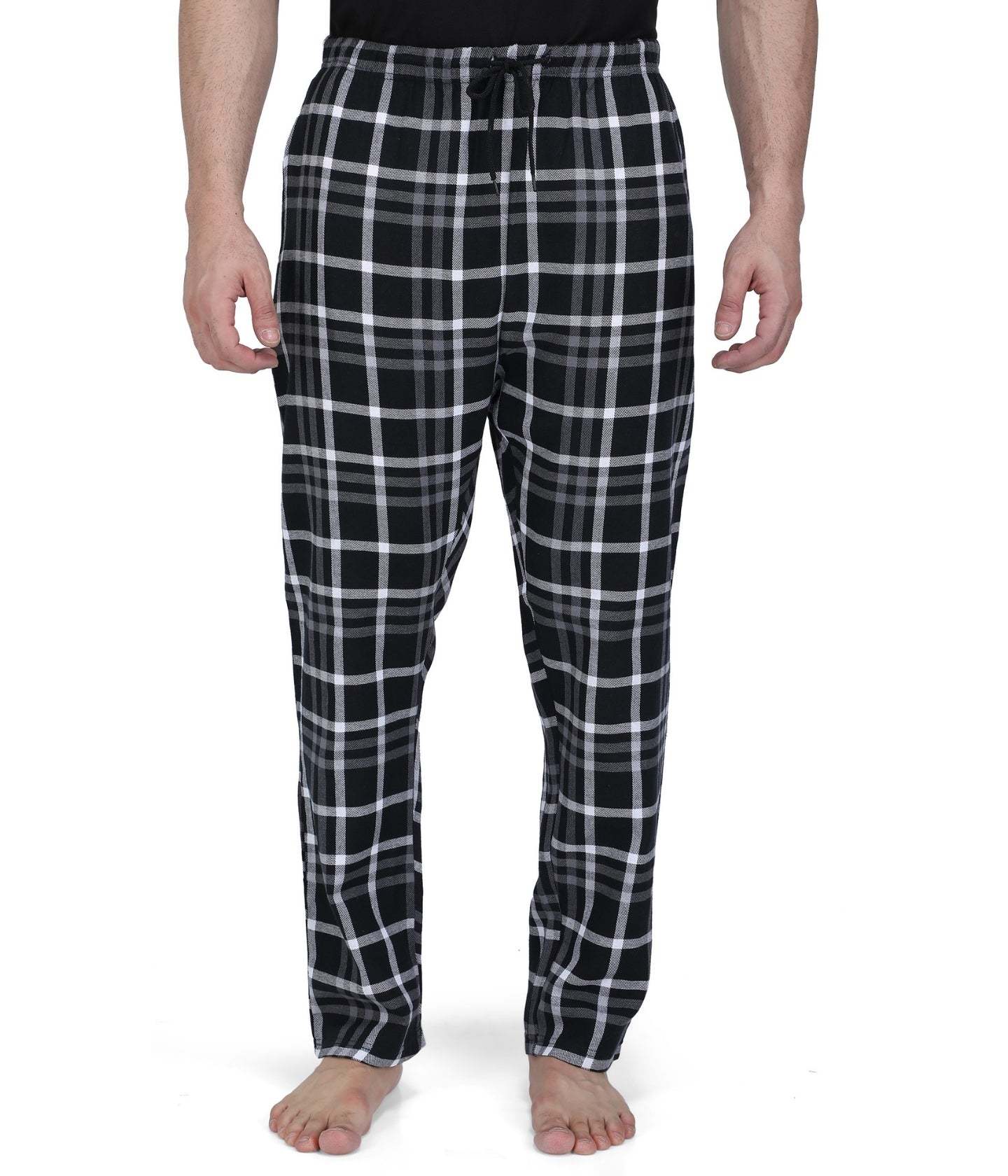 Cotton Semantic Men's Black Checks Pyjamas