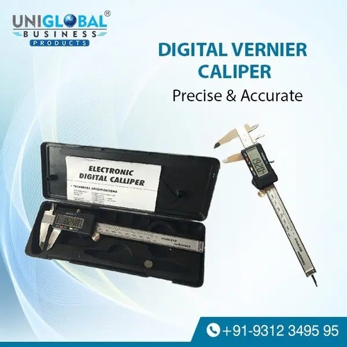 Digital Vernier Caliper - 0-150 mm Measuring Range, 0.01 mm Resolution | Stainless Steel, LCD Display, Battery Powered, Black Finish