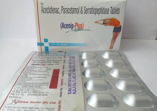 ACECLOFENAC PARACETAMOL SERRATIOPEPTIDASE TABLET - 10 Tablets Per Strip, 10 Strips Per Box | For Pain, Inflammation, and Arthritis Symptoms, Allopathic Formula