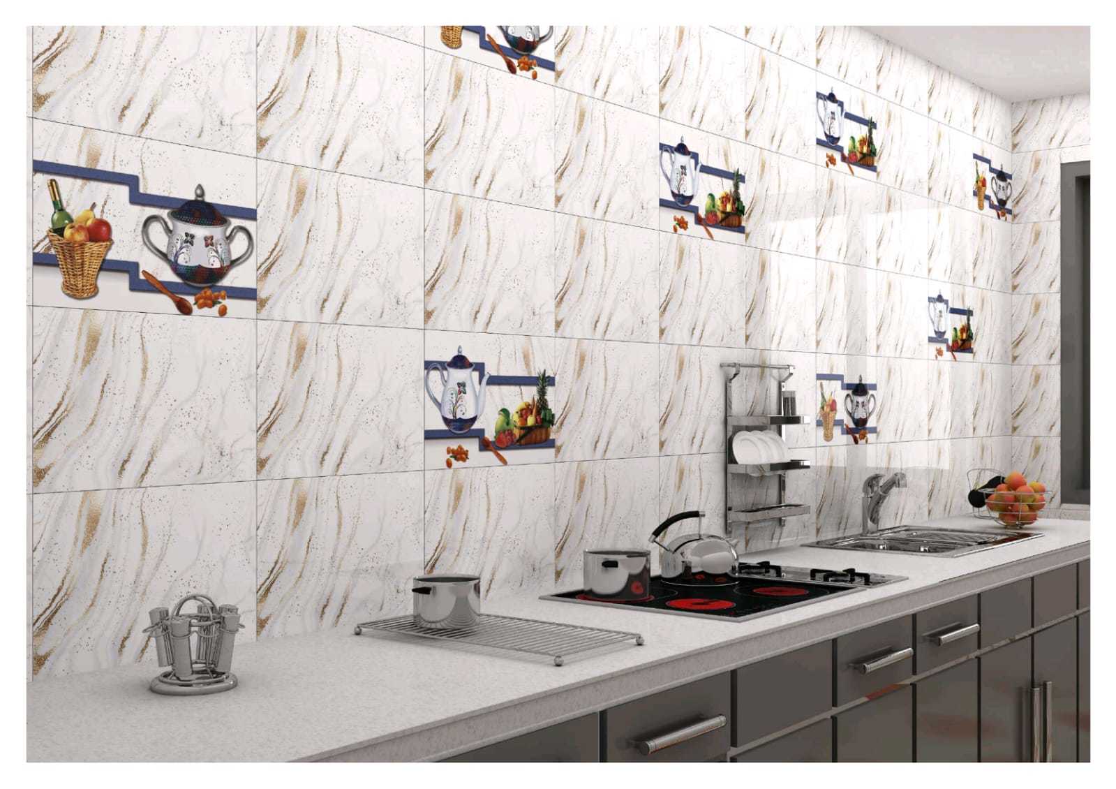 Kitchen Tiles - Ceramic Tiles 250x375 / 300x450 / 300x600 Mm | Glazed, Polished Finish, Acid-resistant, Antibacterial, Multiple Color Options