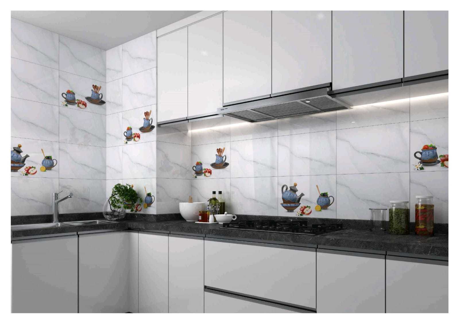 Kitchen Tiles - Ceramic Tiles 250x375 / 300x450 / 300x600 Mm | Glazed, Polished Finish, Acid-resistant, Antibacterial, Multiple Color Options