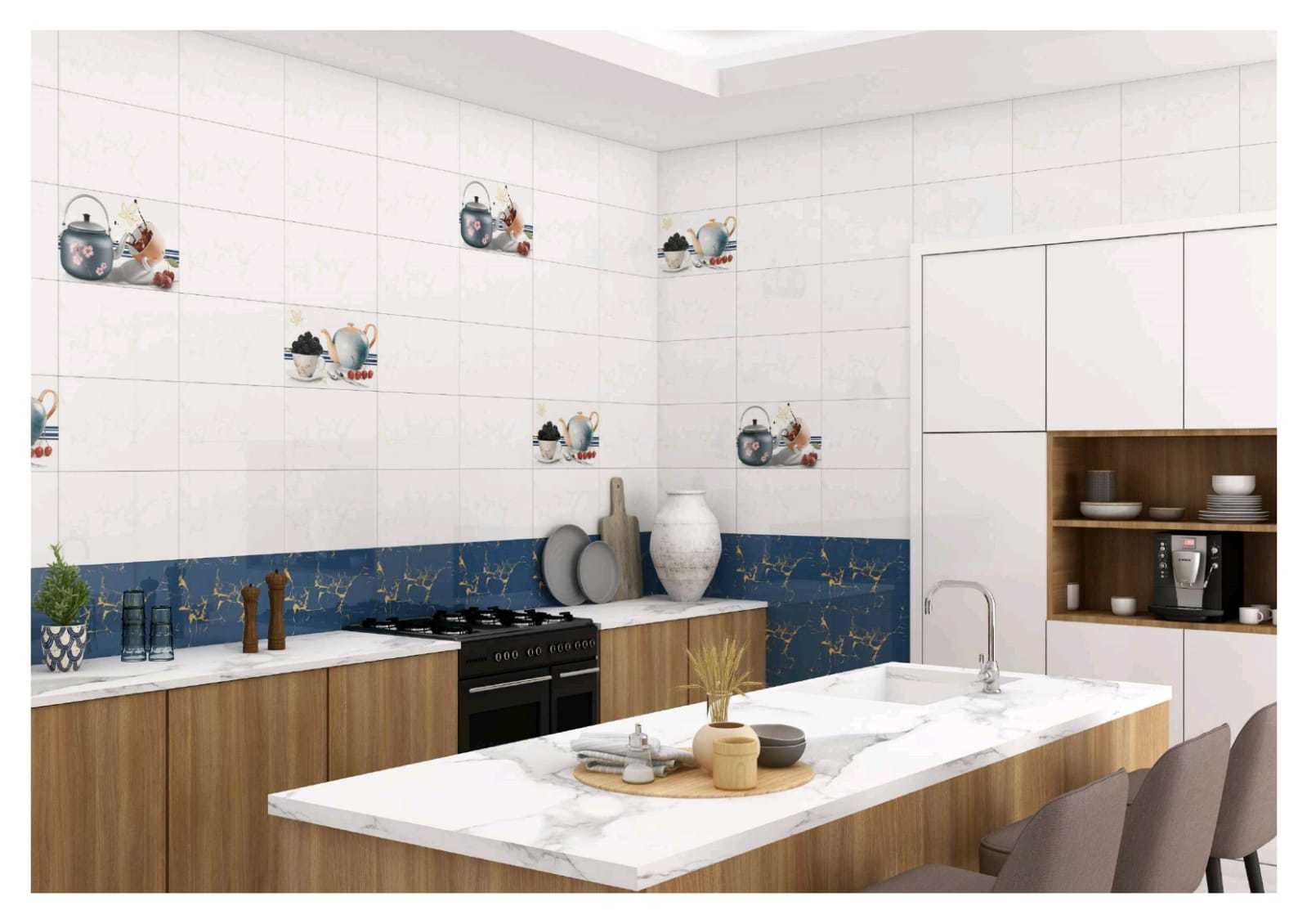 Kitchen Tiles - Ceramic Tiles 250x375 / 300x450 / 300x600 Mm | Glazed, Polished Finish, Acid-resistant, Antibacterial, Multiple Color Options