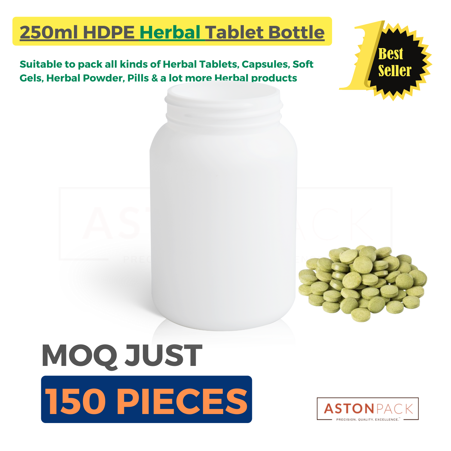 White Plastic Bottle To Pack Herbal Tablets - 250ml Capacity: 16 Ton/day