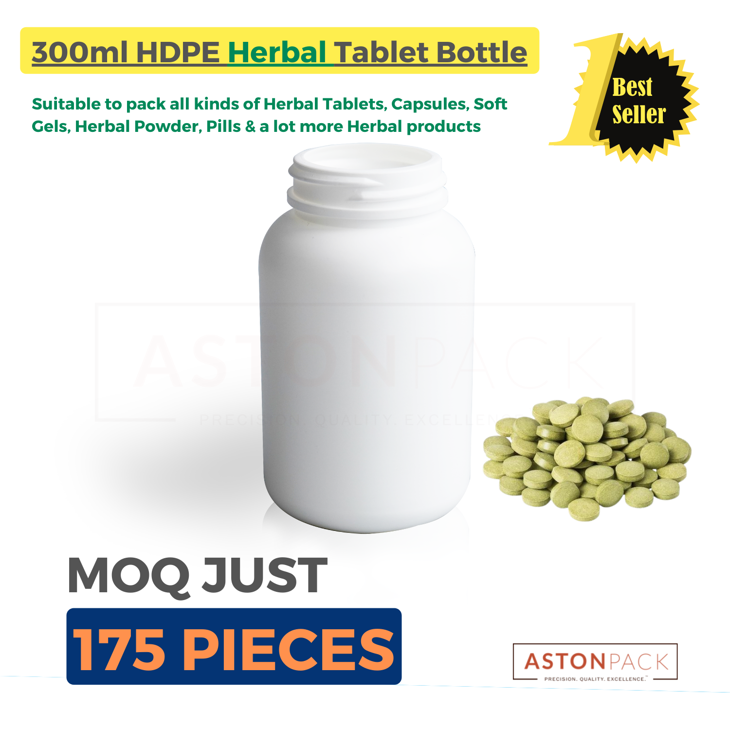 White Plastic Bottle To Pack Herbal Tablets - 300ml Capacity: 17 Ton/day