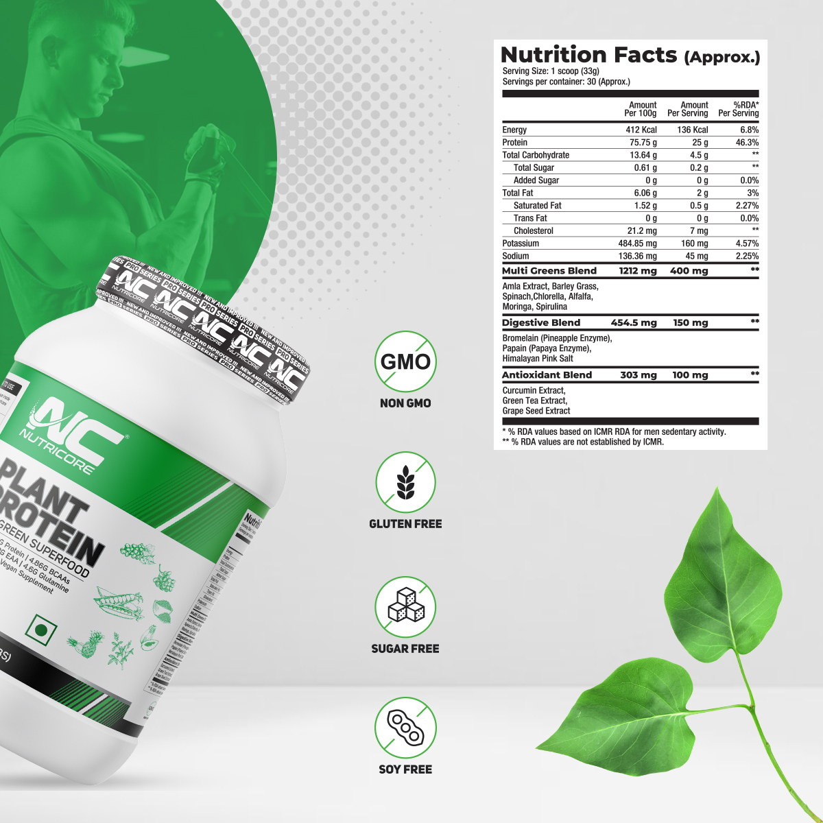 Plant Protein Powder - 25g Protein, 4.86g Bcaas, 9.52g Eaa | Clean Vegan Supplement For Muscle Building & Nutritional Support, Available In Belgian Chocolate, Alphonso Mango, Afghan Dry Fruits Carnival Flavors