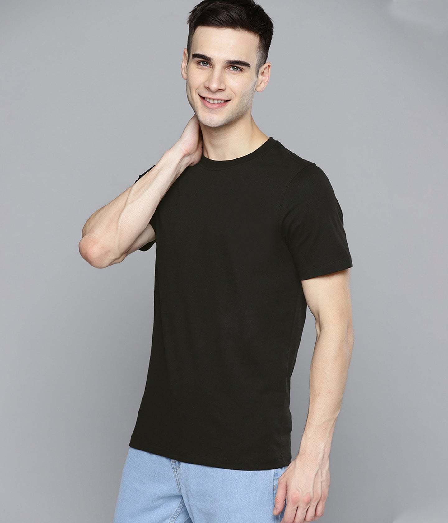 Men's Solid Black T-shirts - Cotton, Sizes S, M, L, Xl, Xxl, Available In Black, Navy, Red, Yellow, Purple, Royal, White, Grey | Short Sleeves, Casual Wear