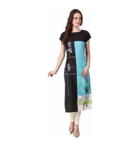 Ladies Kurti - Premium Quality American Crepe Fabric, M To 3xl Sizes Available | Breathable, Washable, Printed Design, Short Sleeve Style