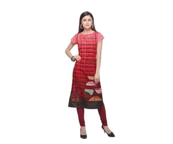 Ladies Kurti - Premium Quality American Crepe Fabric, M To 3xl Sizes Available | Breathable, Washable, Printed Design, Short Sleeve Style